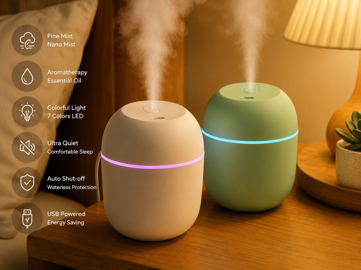 Mini diffuseur d'arômes USB avec LED 7 couleurs