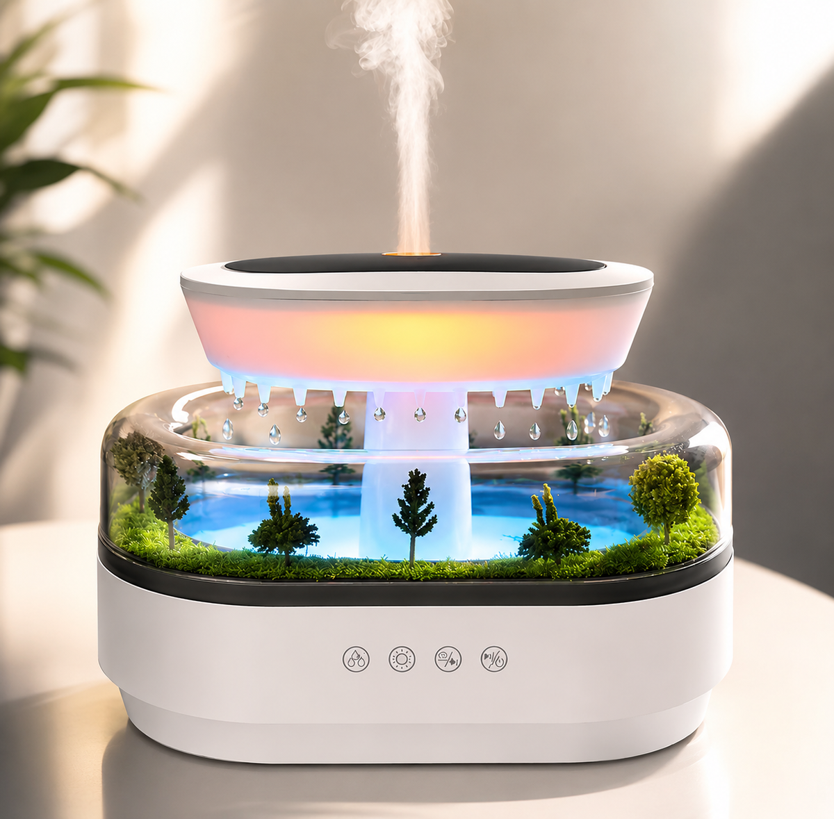 Diffuseur d'arômes Goutte de Pluie 250 ml, humidificateur avec lumière d'ambiance LED