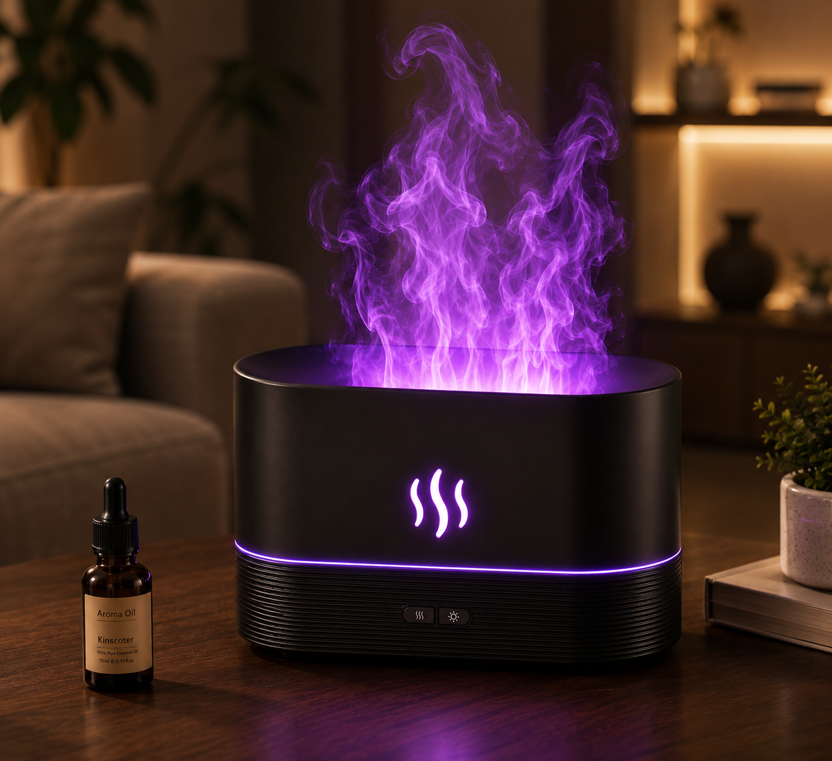 Diffuseur d'arômes Flamme USB de bureau, LED 7 couleurs