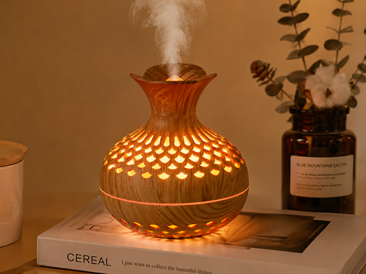 Diffuseur d'arômes Vase en Bois avec LED