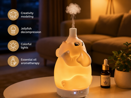 Diffuseur d'arômes Éléphant avec veilleuse LED