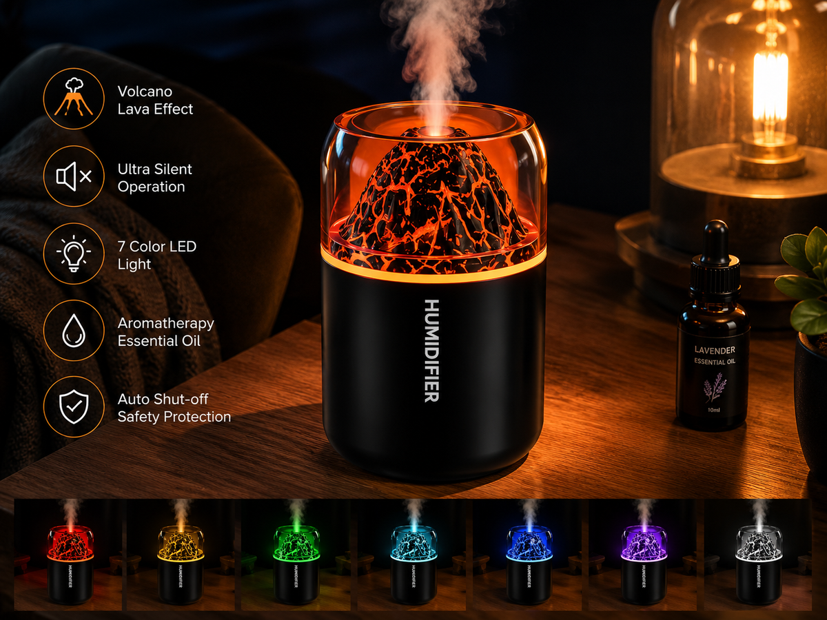 Diffuseur d'arômes Lave Volcanique avec LED