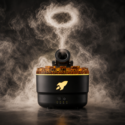 Diffuseur d'arômes Volcan avec anneau de fumée et effet craquelé lumineux, humidificateur