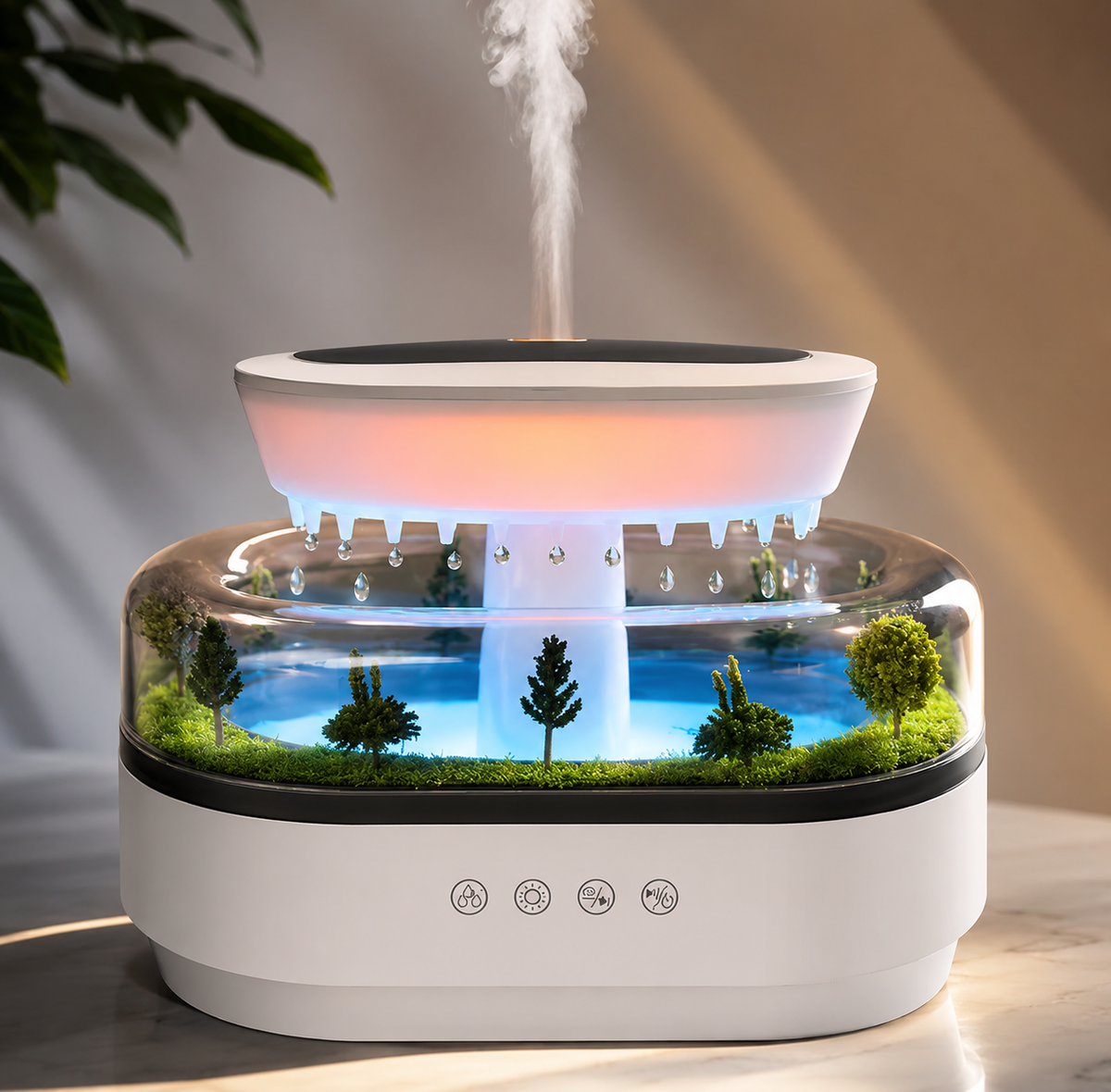 Diffuseur d'arômes Goutte de Pluie 250 ml, humidificateur avec lumière d'ambiance LED