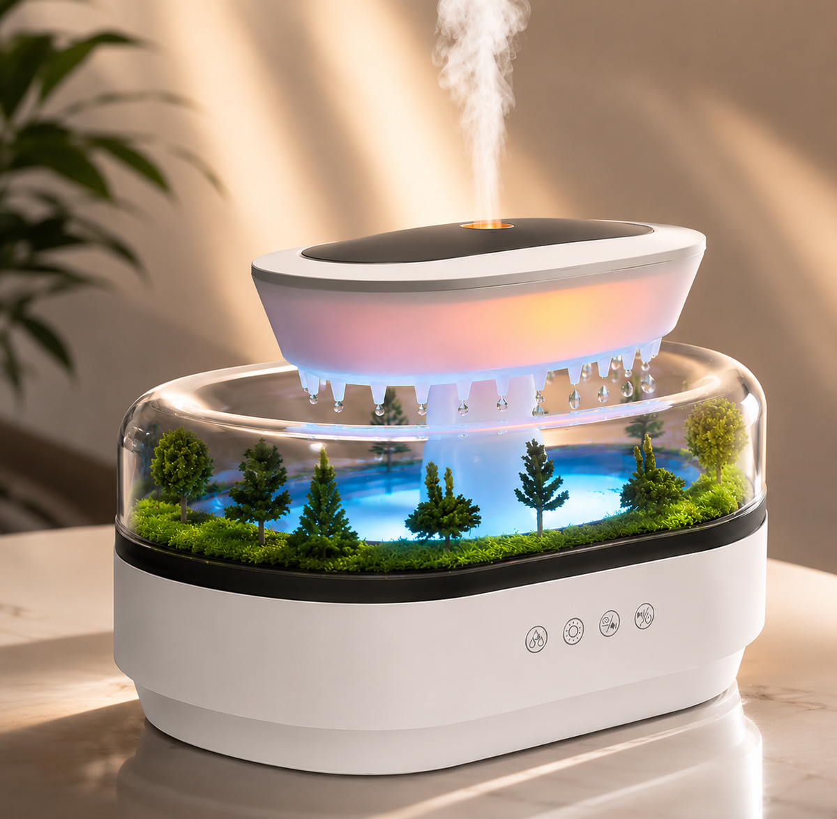Diffuseur d'arômes Goutte de Pluie 250 ml, humidificateur avec lumière d'ambiance LED