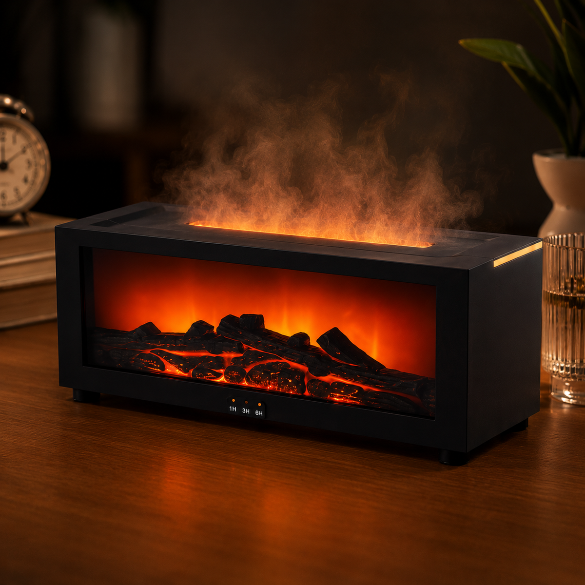 Diffuseur d'arômes Fantôme USB avec effet flamme LED et télécommande