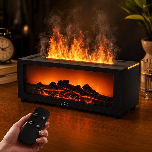 Diffuseur d'arômes Fantôme USB avec effet flamme LED et télécommande